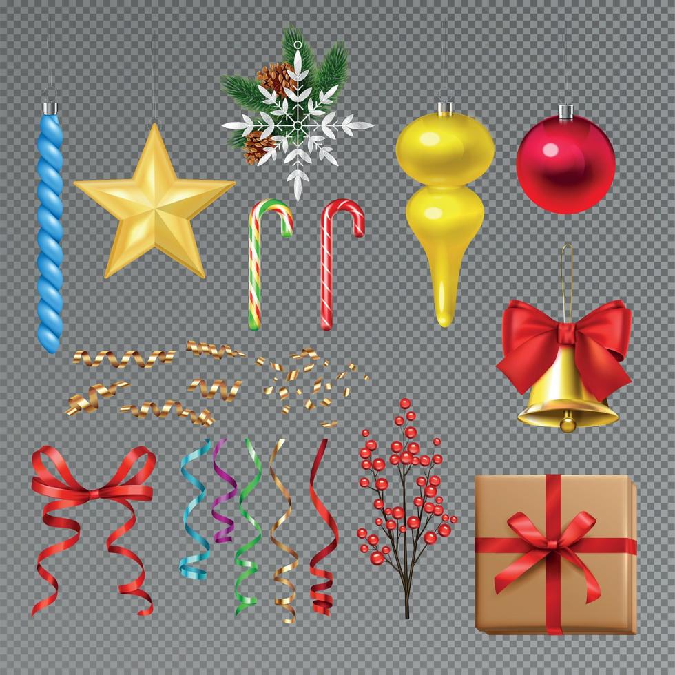 Christmas Decoration Transparent Set vector