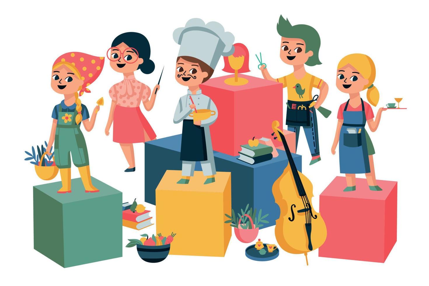 Children Future Professions Composition vector