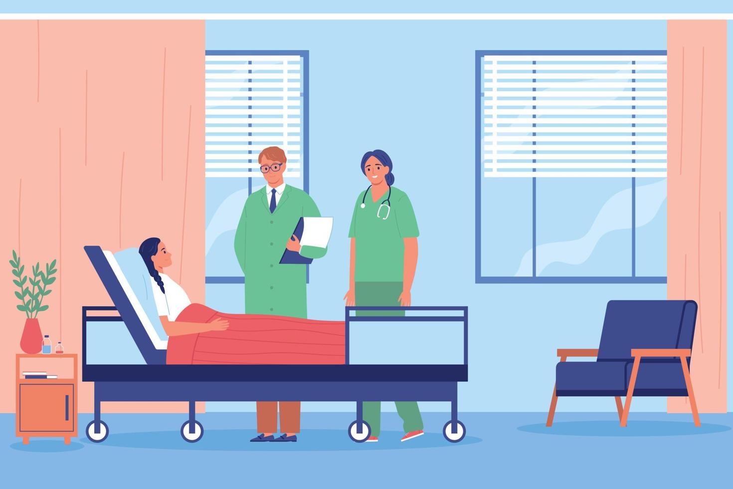 Hospital Room Visit Composition vector