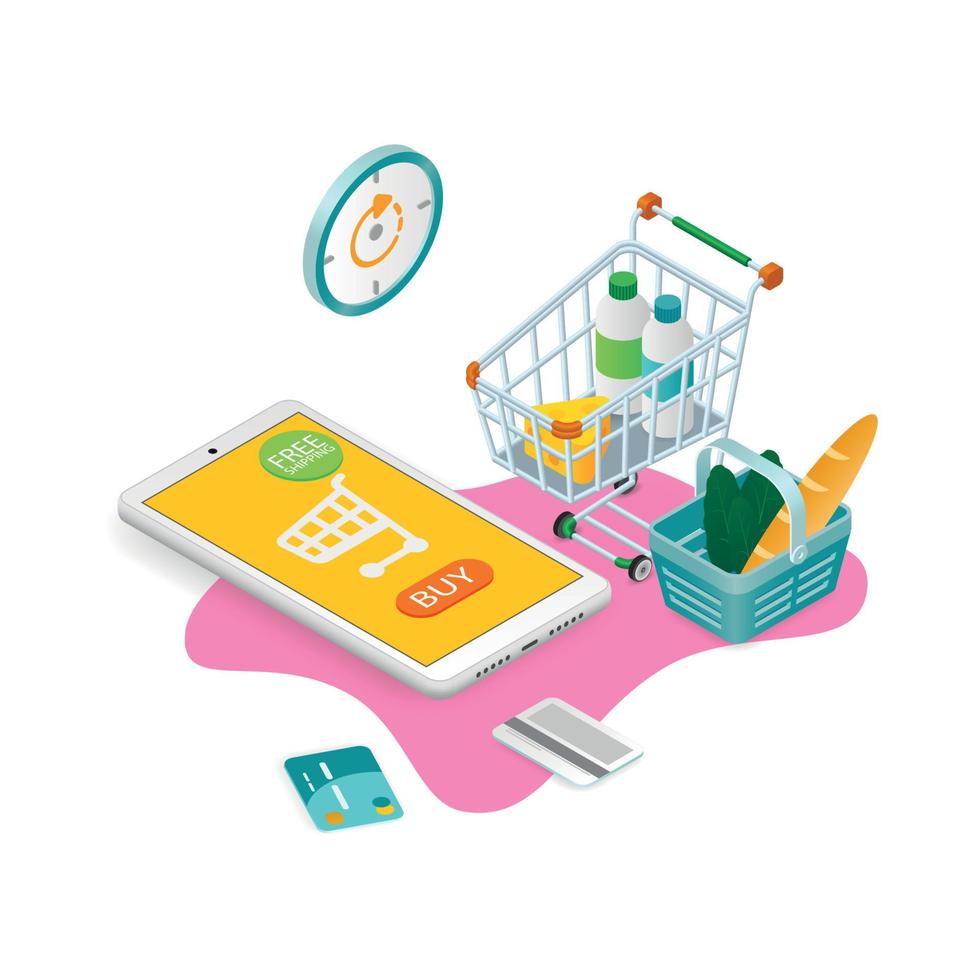 Smartphone Supermarket App Composition vector