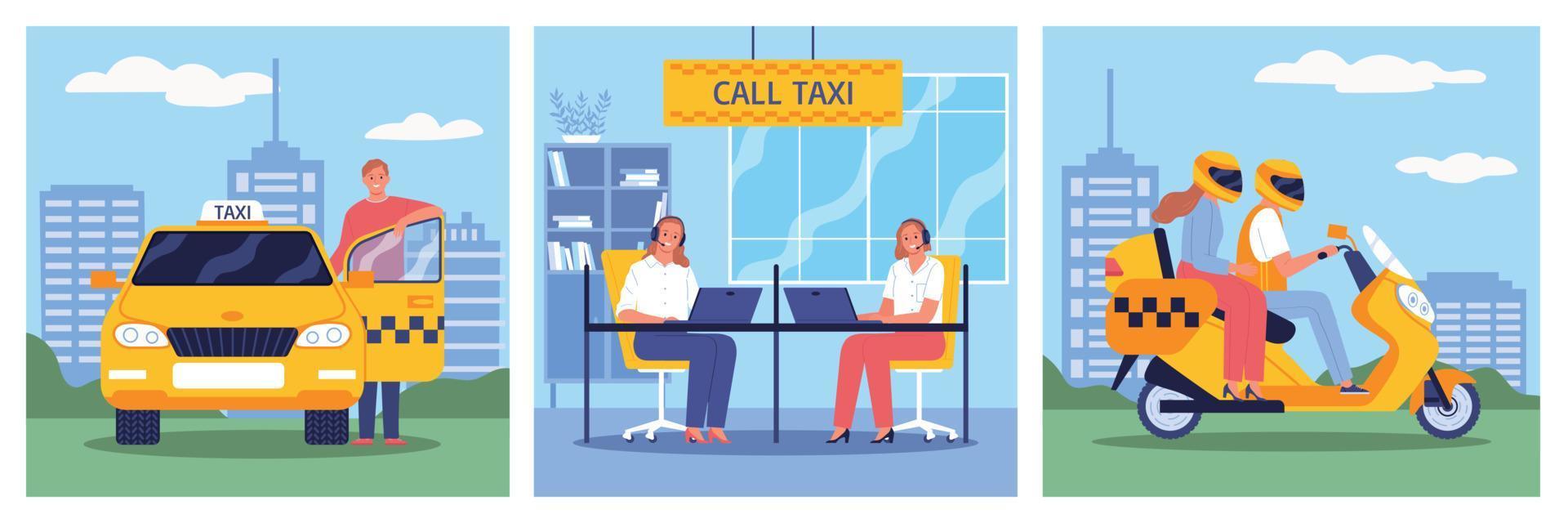 Taxi Square Compositions Set vector