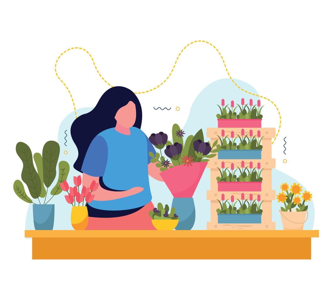 ilustración de fondo de tienda de flores vector