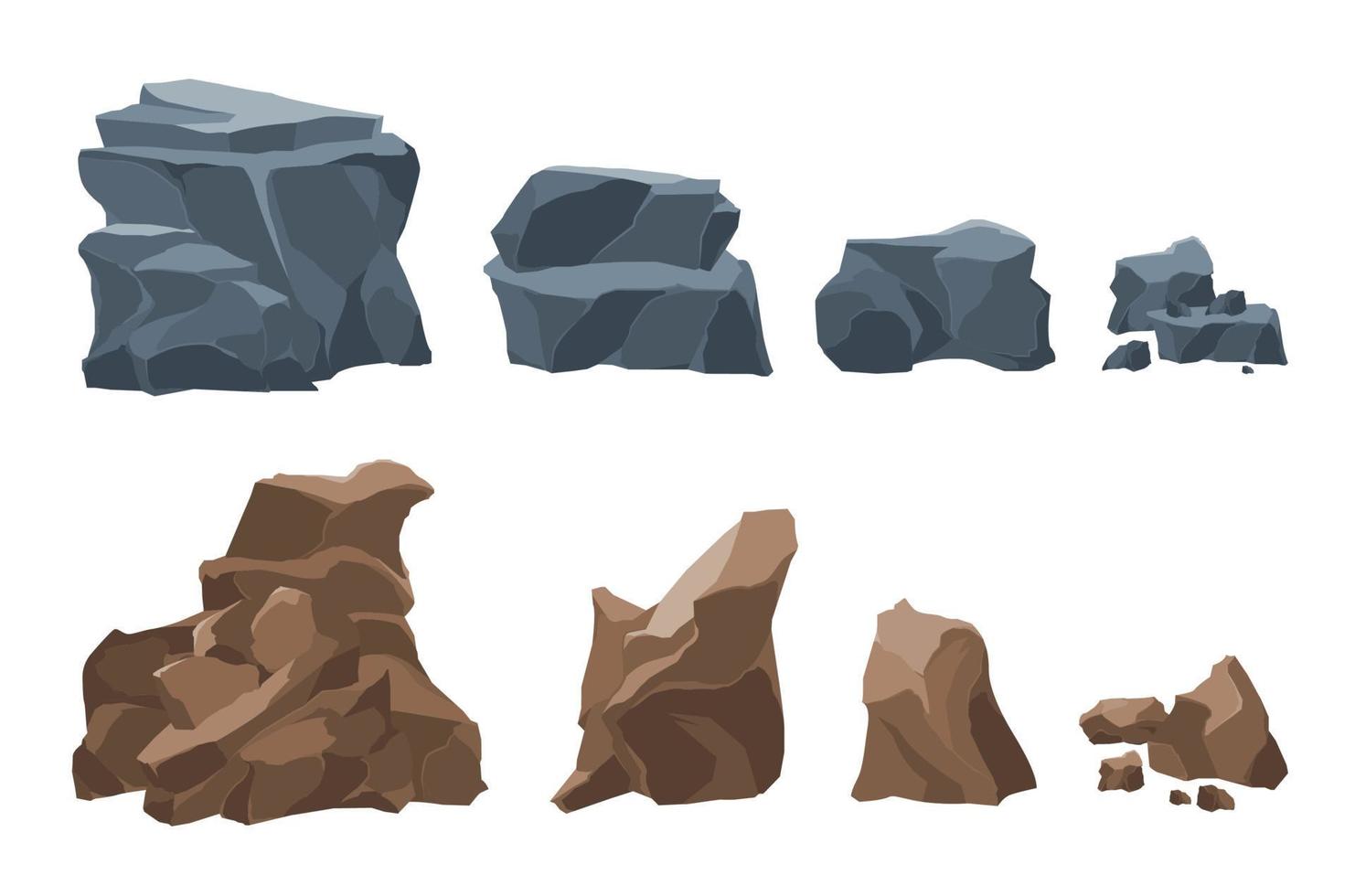 Rocas conjuntos horizontales realistas. vector