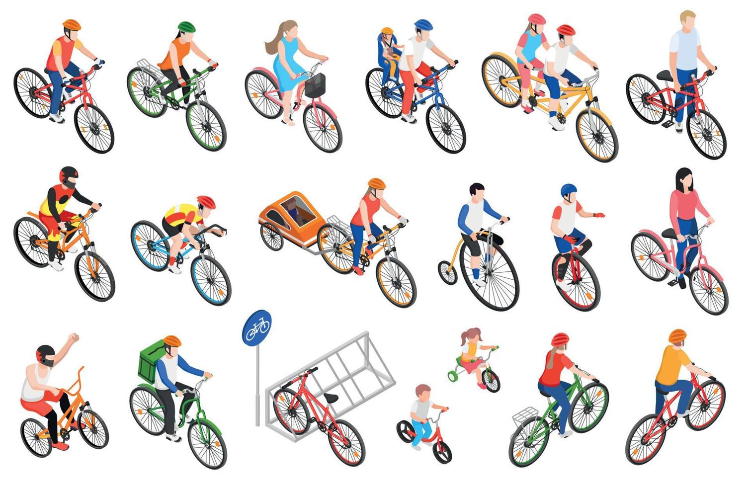 Cycling Isometric Set vector