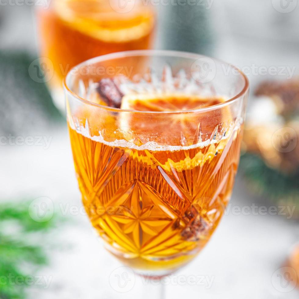 sparkling mulled wine christmas cocktail, grog wine spices photo