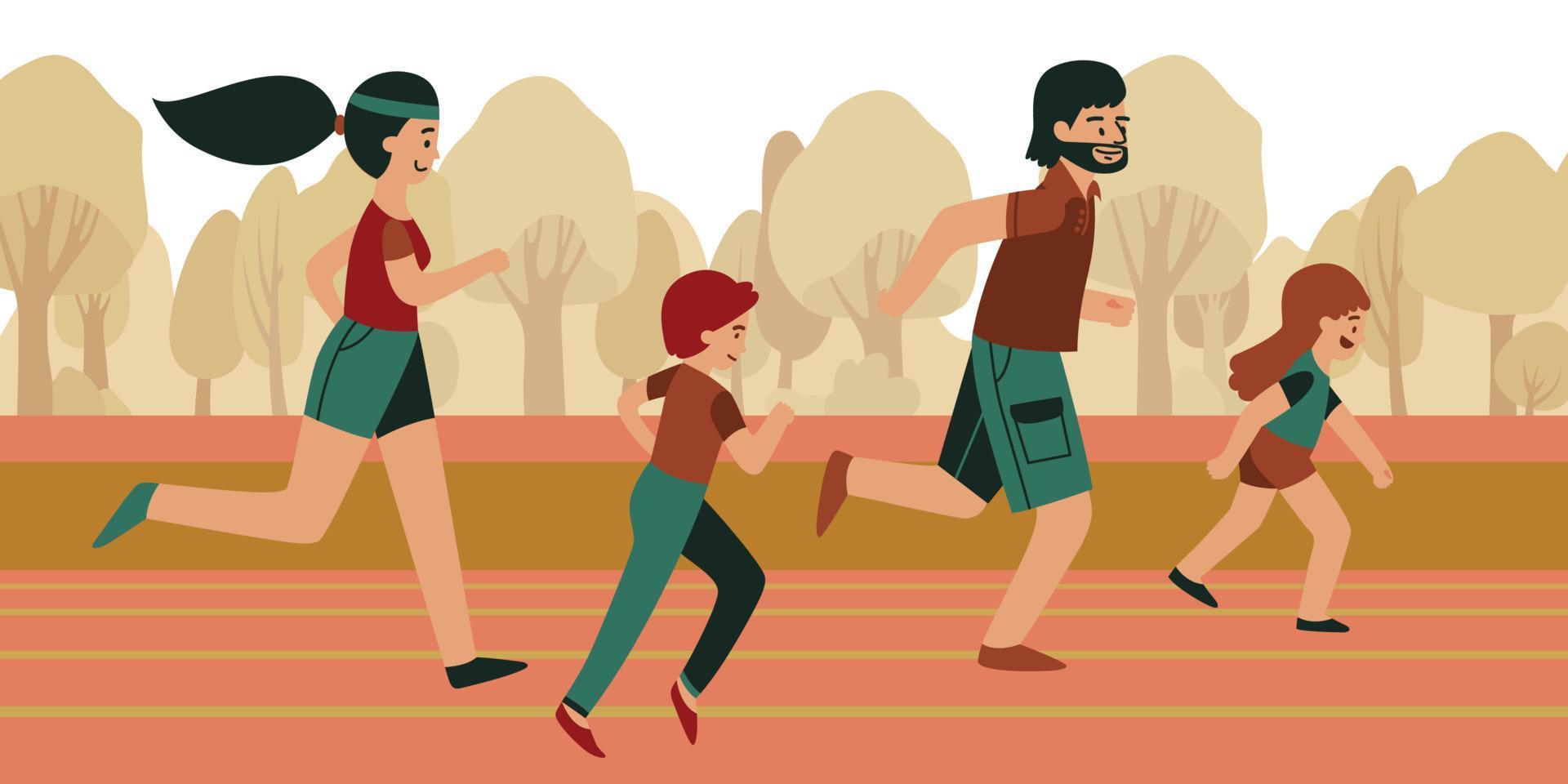 Family Running Track Composition vector