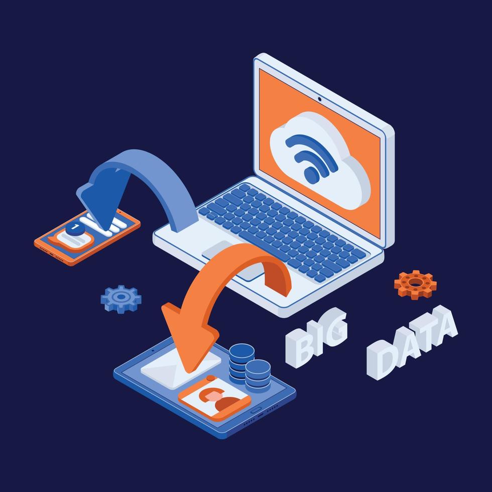 Big Data Processing Isometric vector