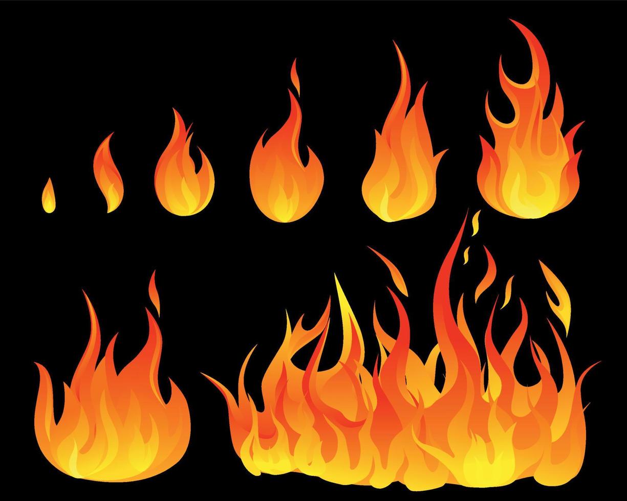 Fire Flame Small Big Icon Set vector