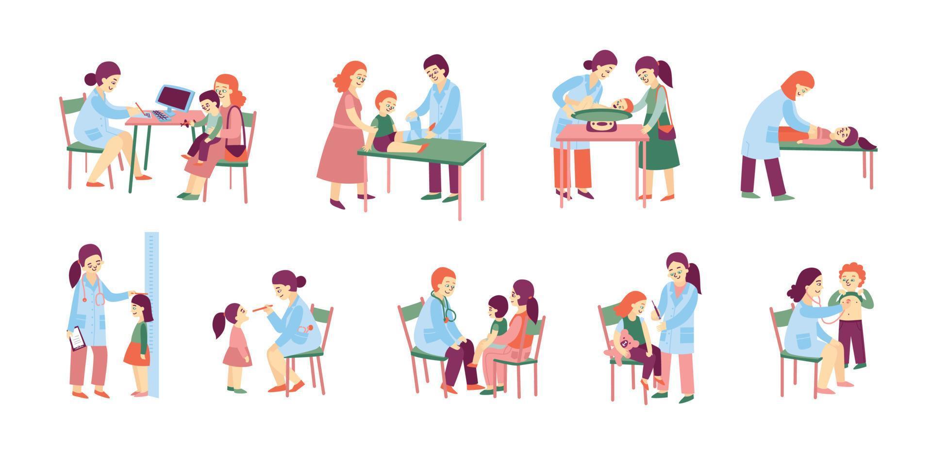 Doctor Pediatrician Icon Set vector