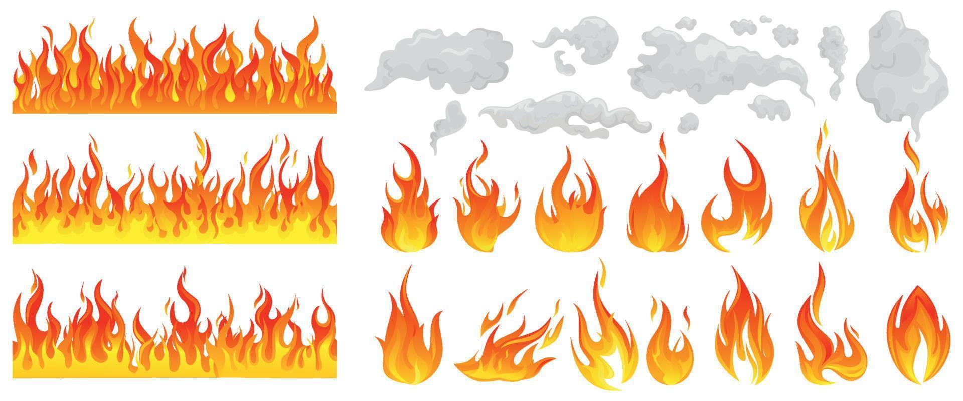 Fire Flame Smoke Icon Set vector