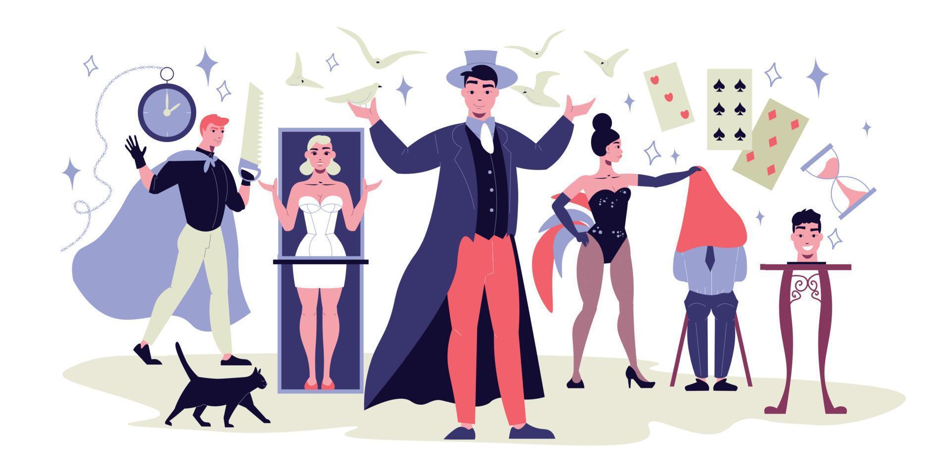 Magic Show Flat Illustration vector