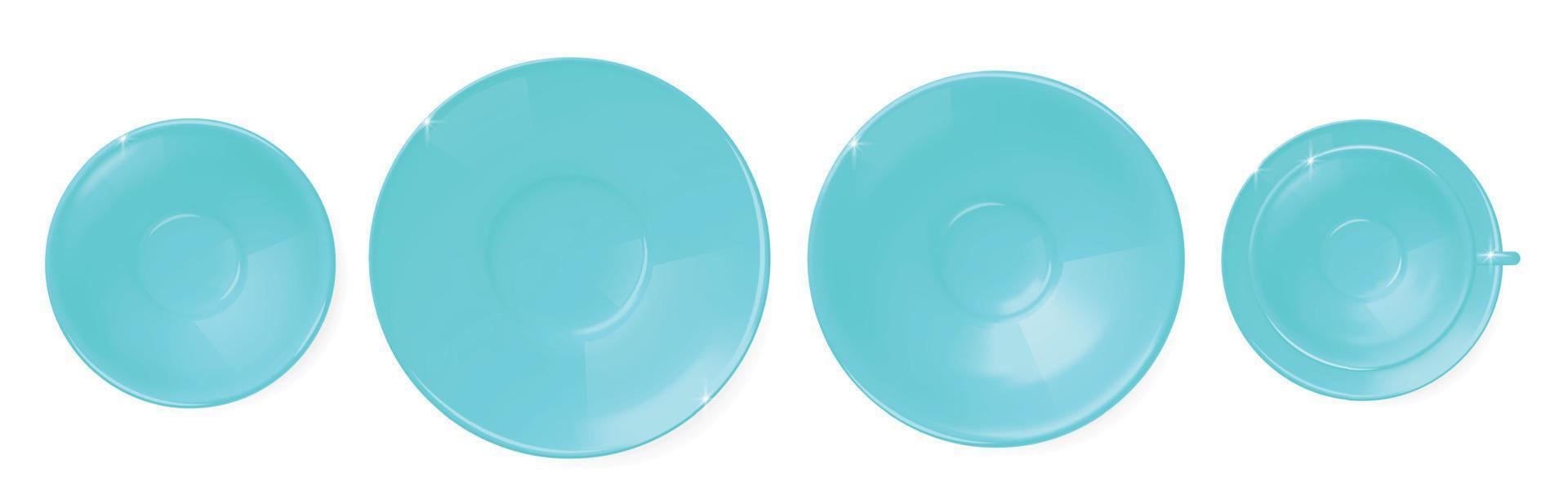 Plates Dishes Realistic Set vector