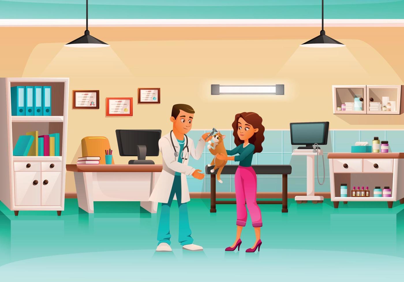 Veterinary Clinic Cartoon Image vector