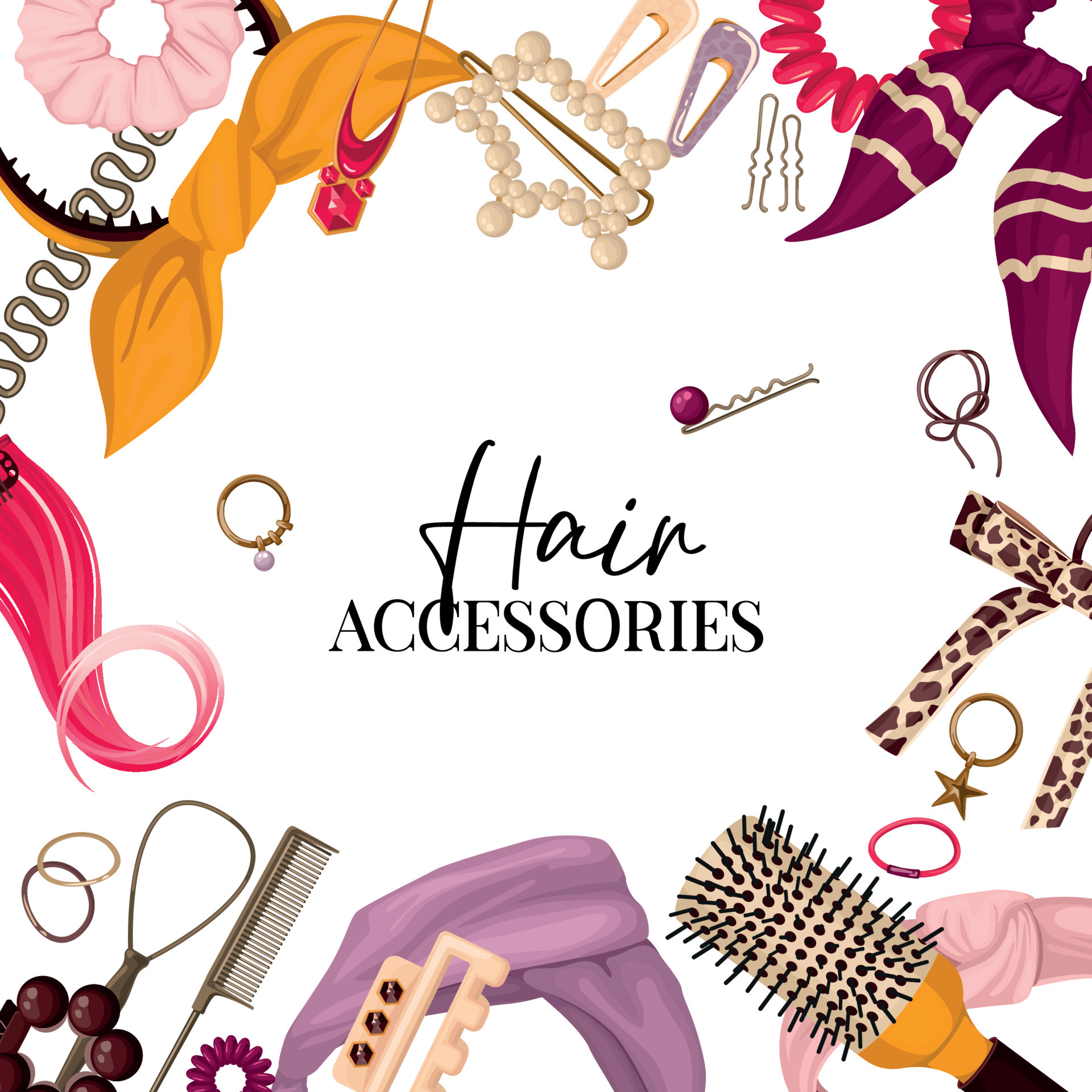 Hair Accessories Frame 4957842 Vector Art at Vecteezy