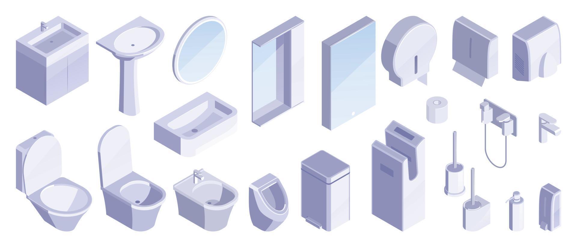 Toilet Sanitary Isometric Set vector