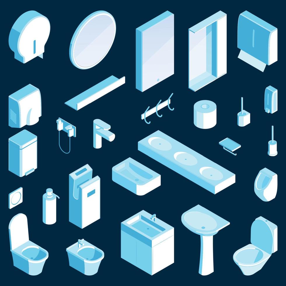 Bathroom Toilet Isometric Set vector