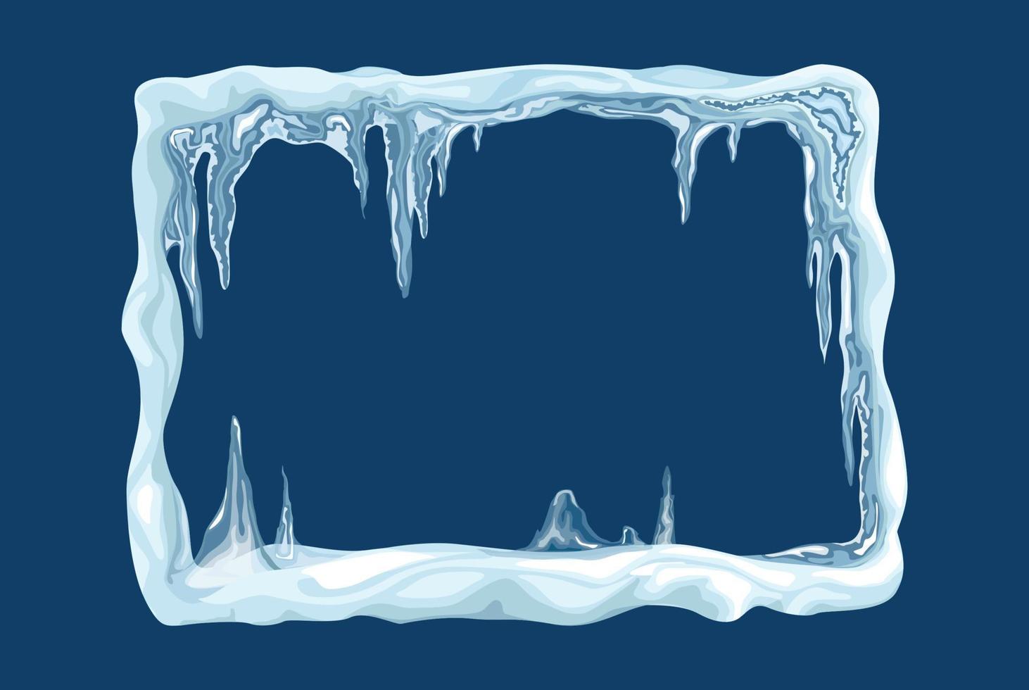 marco de nieve en fondo azul vector