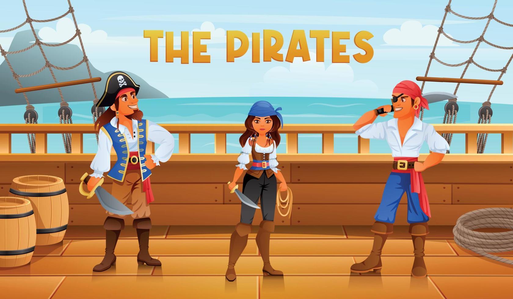 dibujos animados del tesoro de los piratas de la isla vector