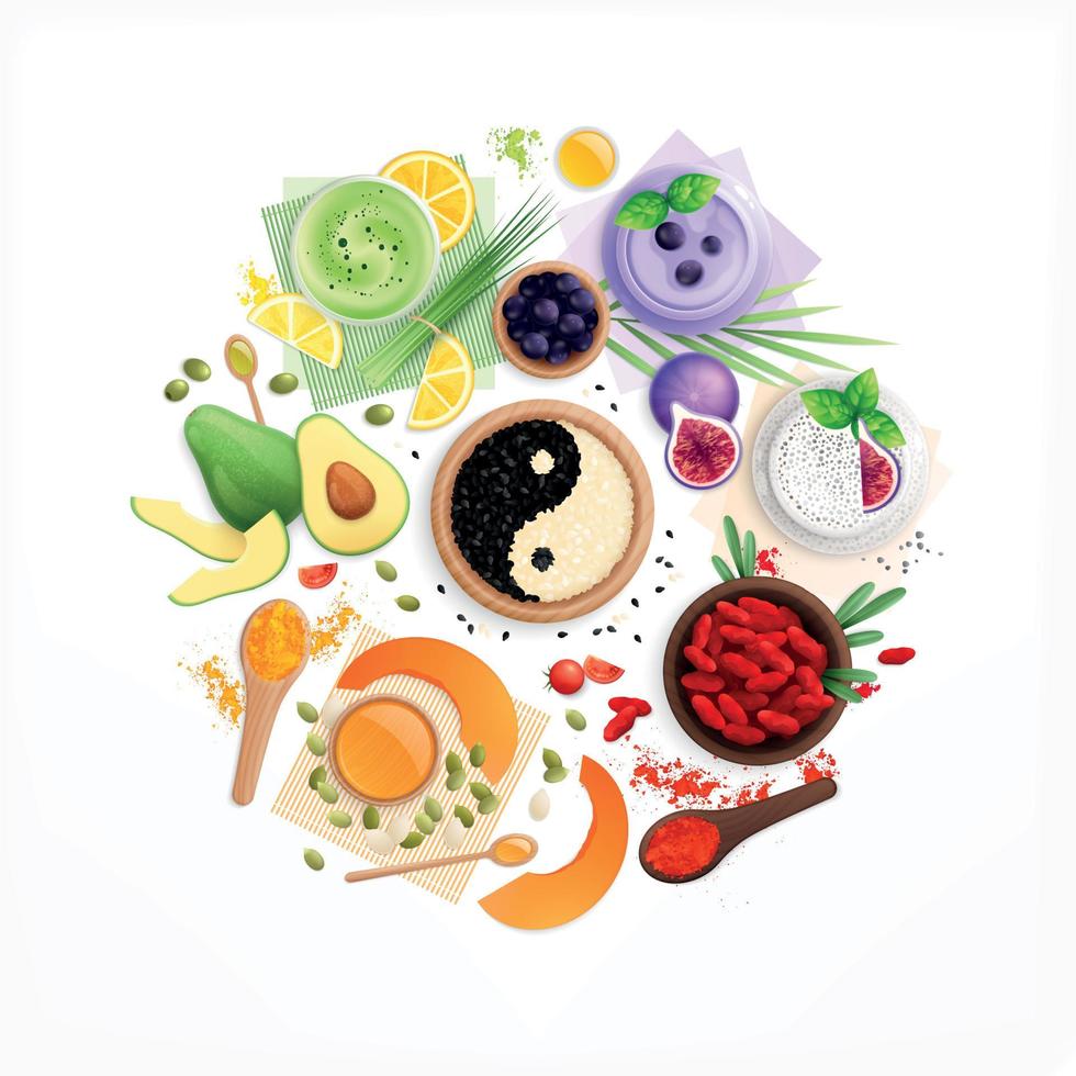 Superfood Flat Round Composition vector