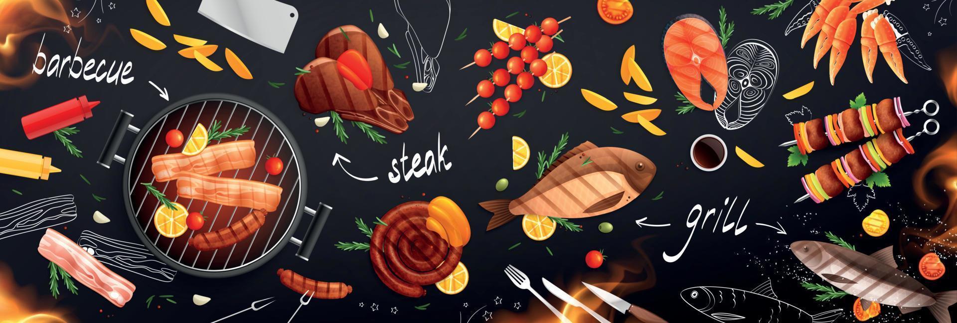 Barbecue Grill Background Composition vector