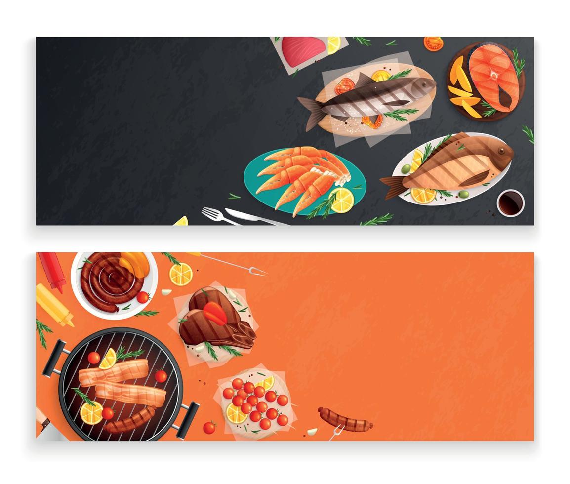 BBQ Horizontal Banners Collection vector