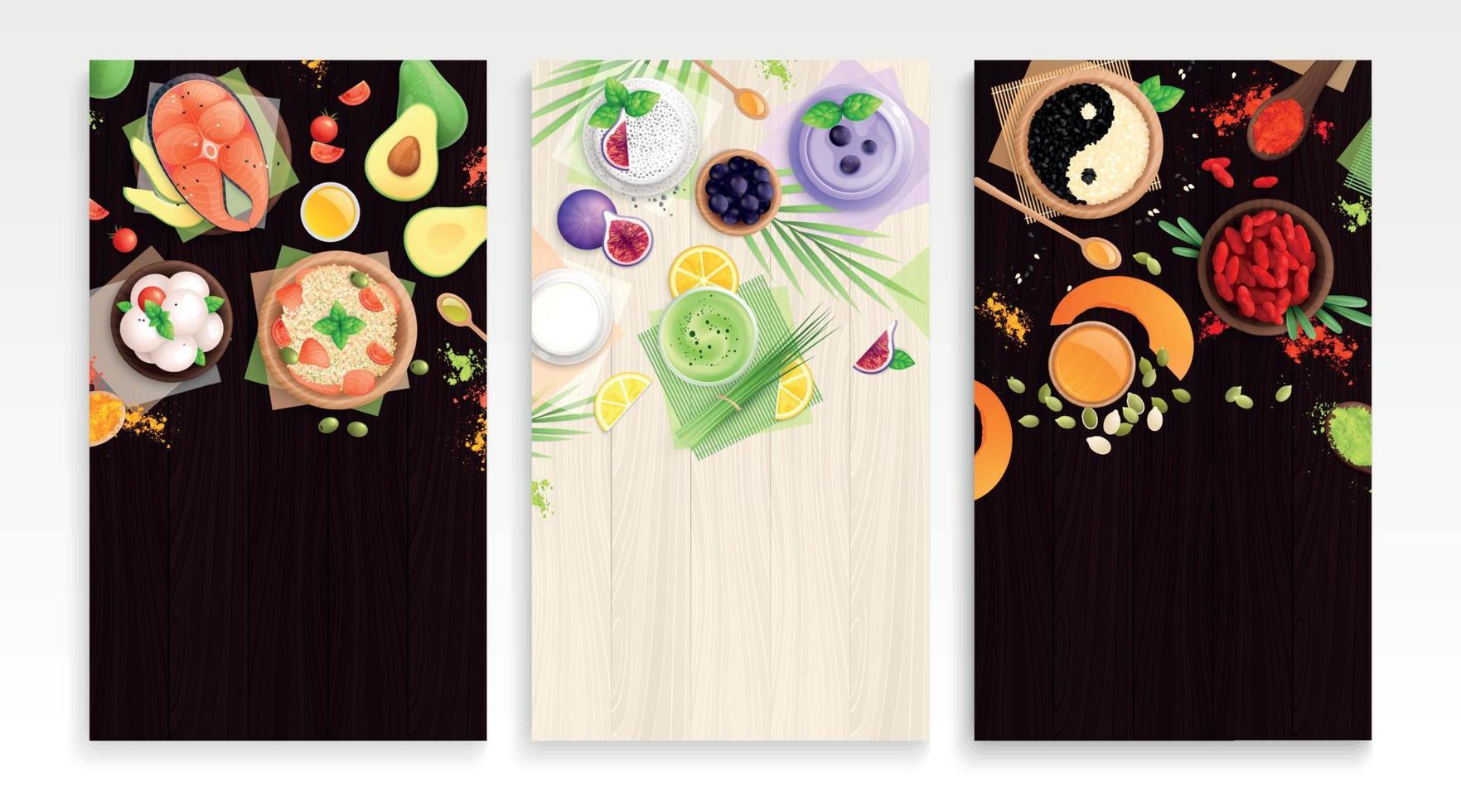 Superfood Flat Cards Collection vector