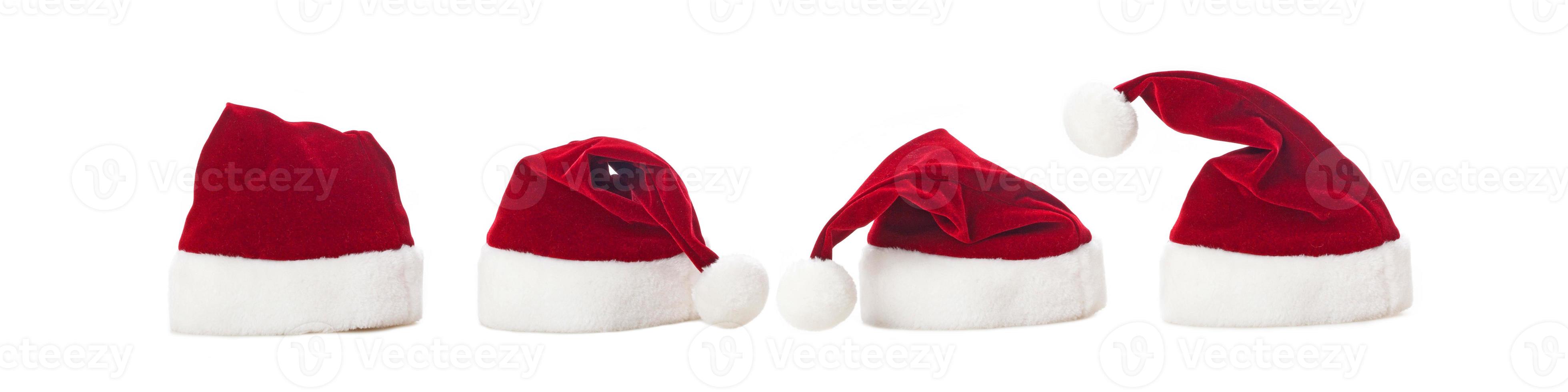 Set of Santa hats. Isolated on white background. photo