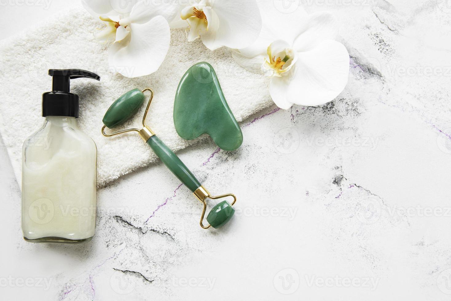 Jade face roller, spa concept photo