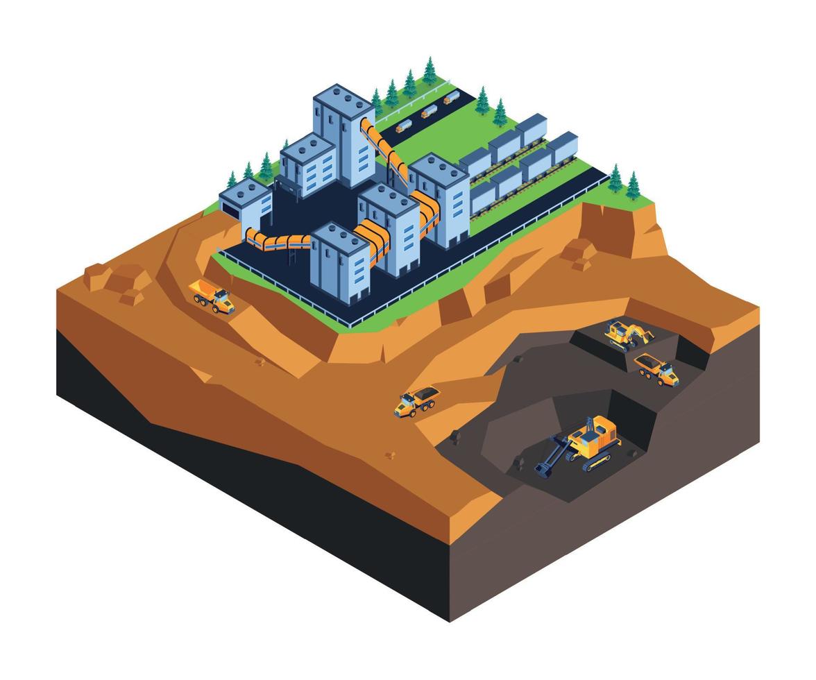 Mining Industry Isometric Composition vector