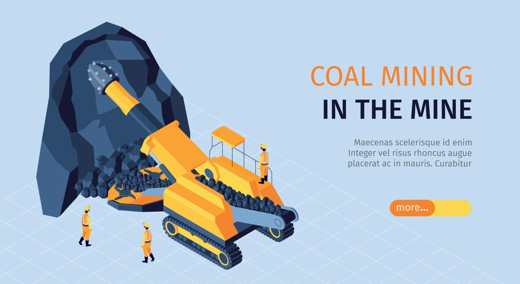 Mine Industry Horizontal Banner vector