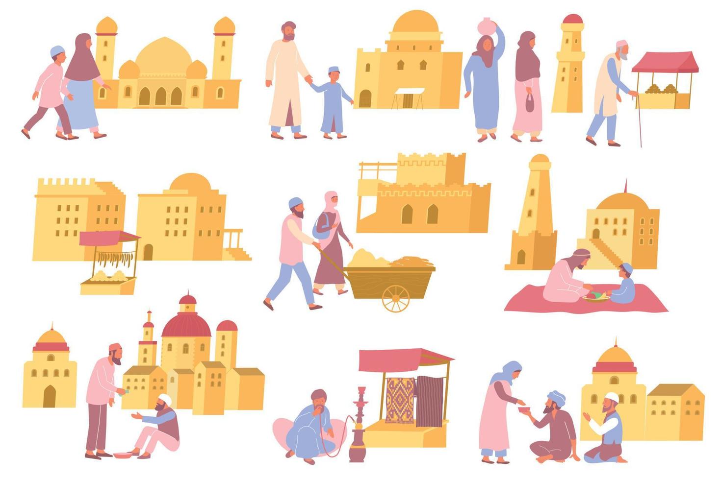 Arab People Set Flat vector