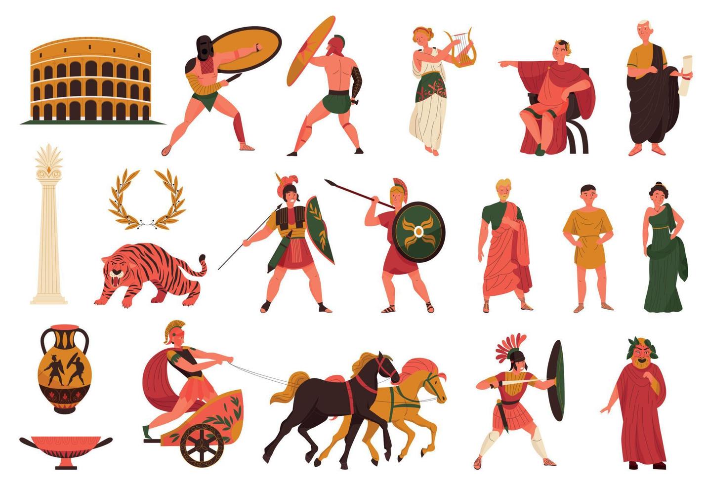 Ancient Roman Culture Set vector