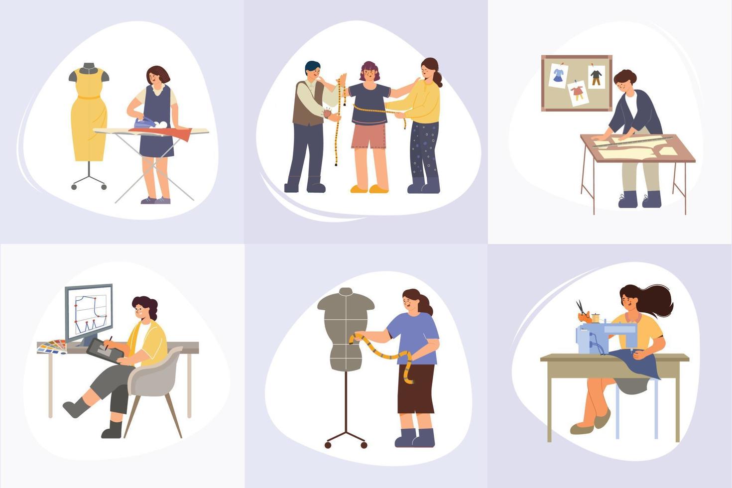 Clothes Factory Compositions Set vector