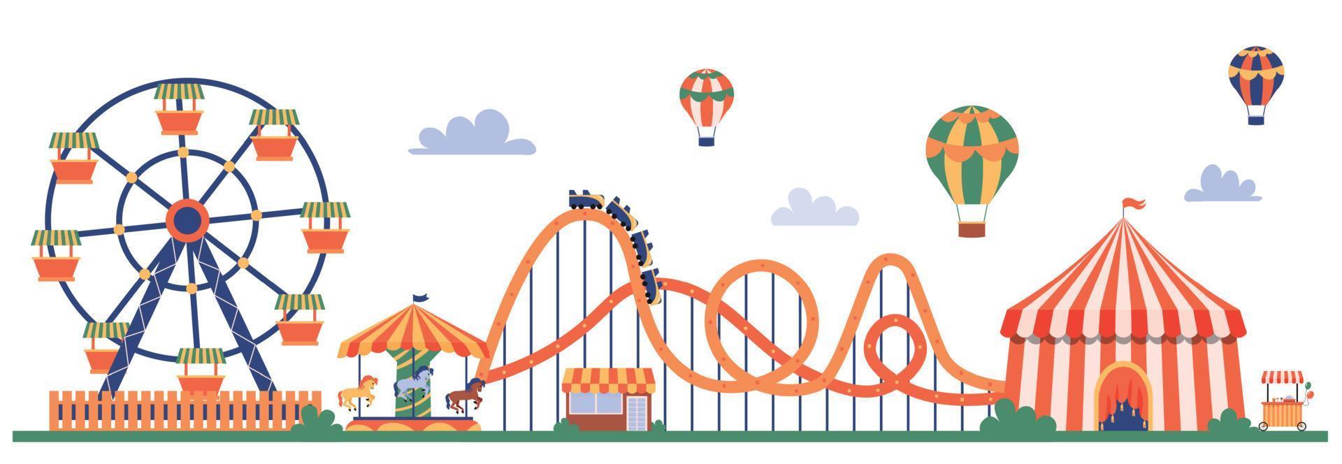 Amusement Park Horizontal Composition vector