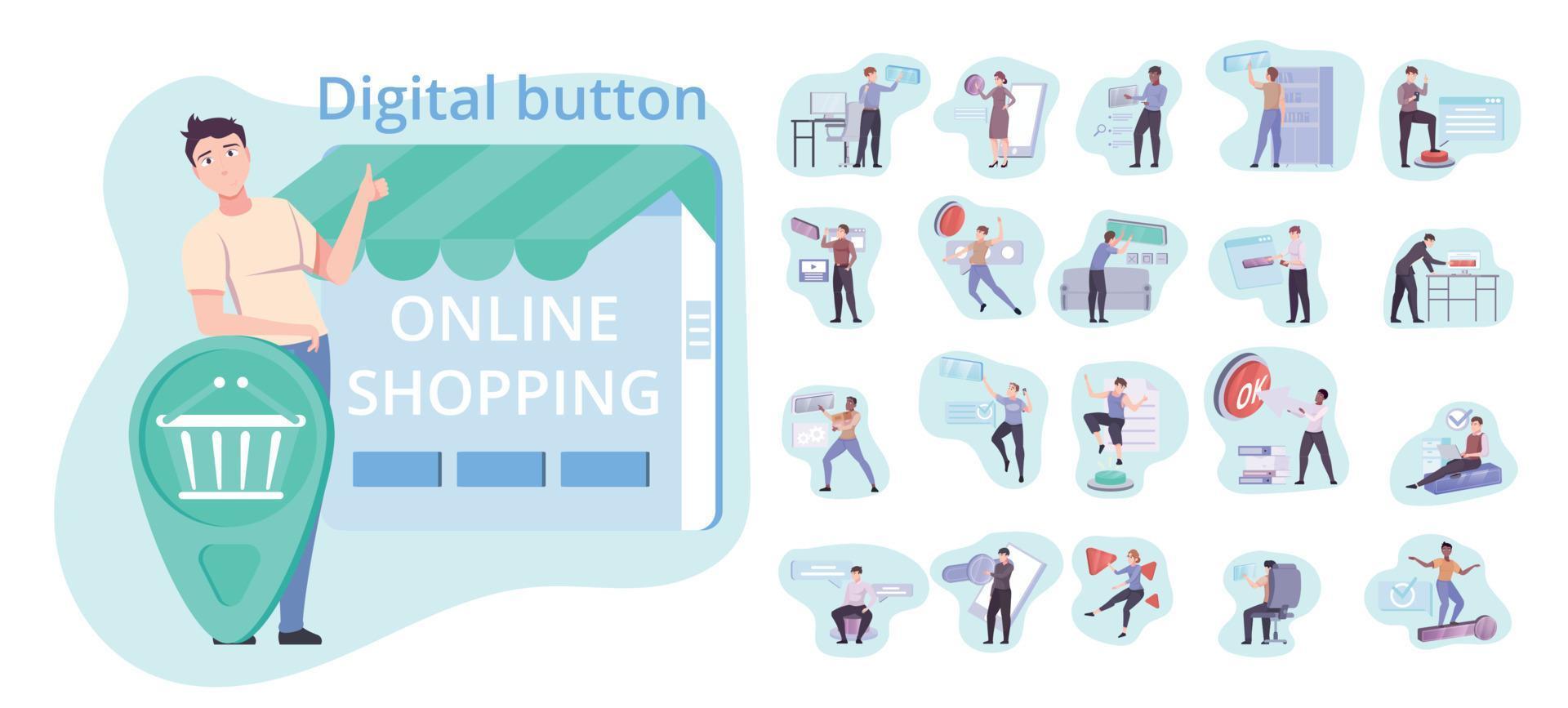 People And Buttons Set vector