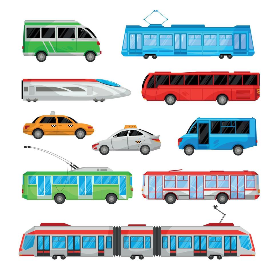 conjunto de iconos de transporte público vector