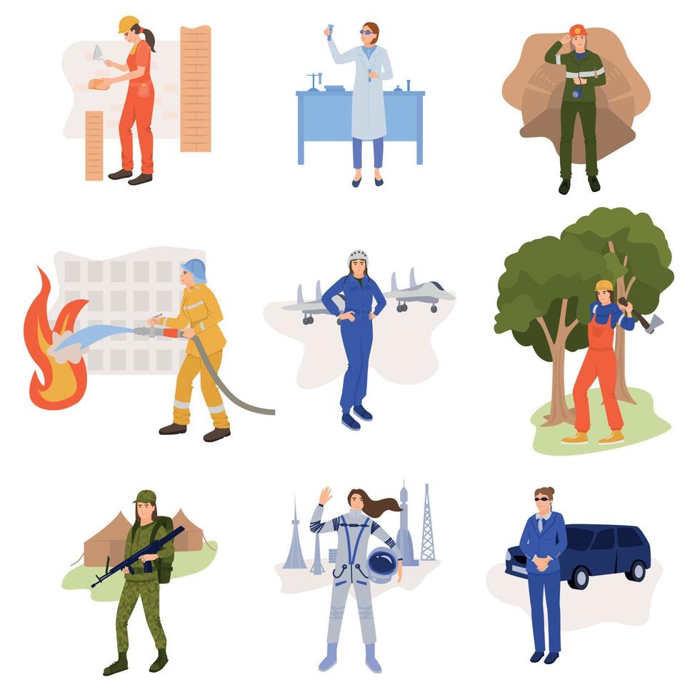 Woman Professions Icon Set vector