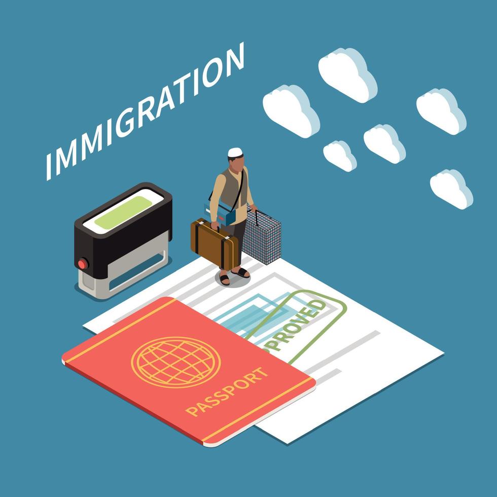 Immigration Isometric Background vector
