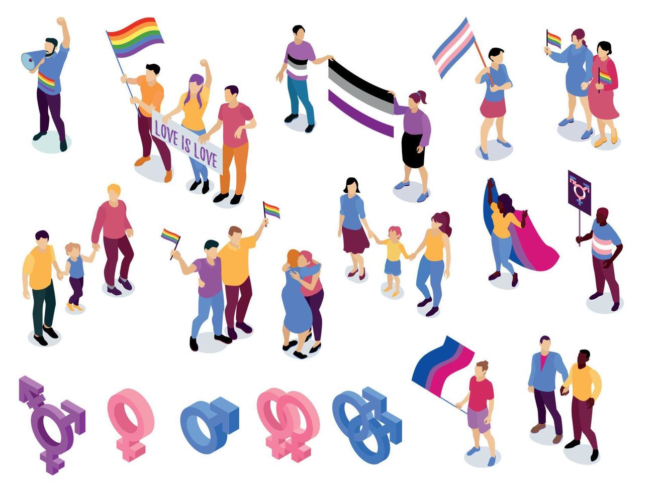 conjunto isométrico de la comunidad lgbt vector