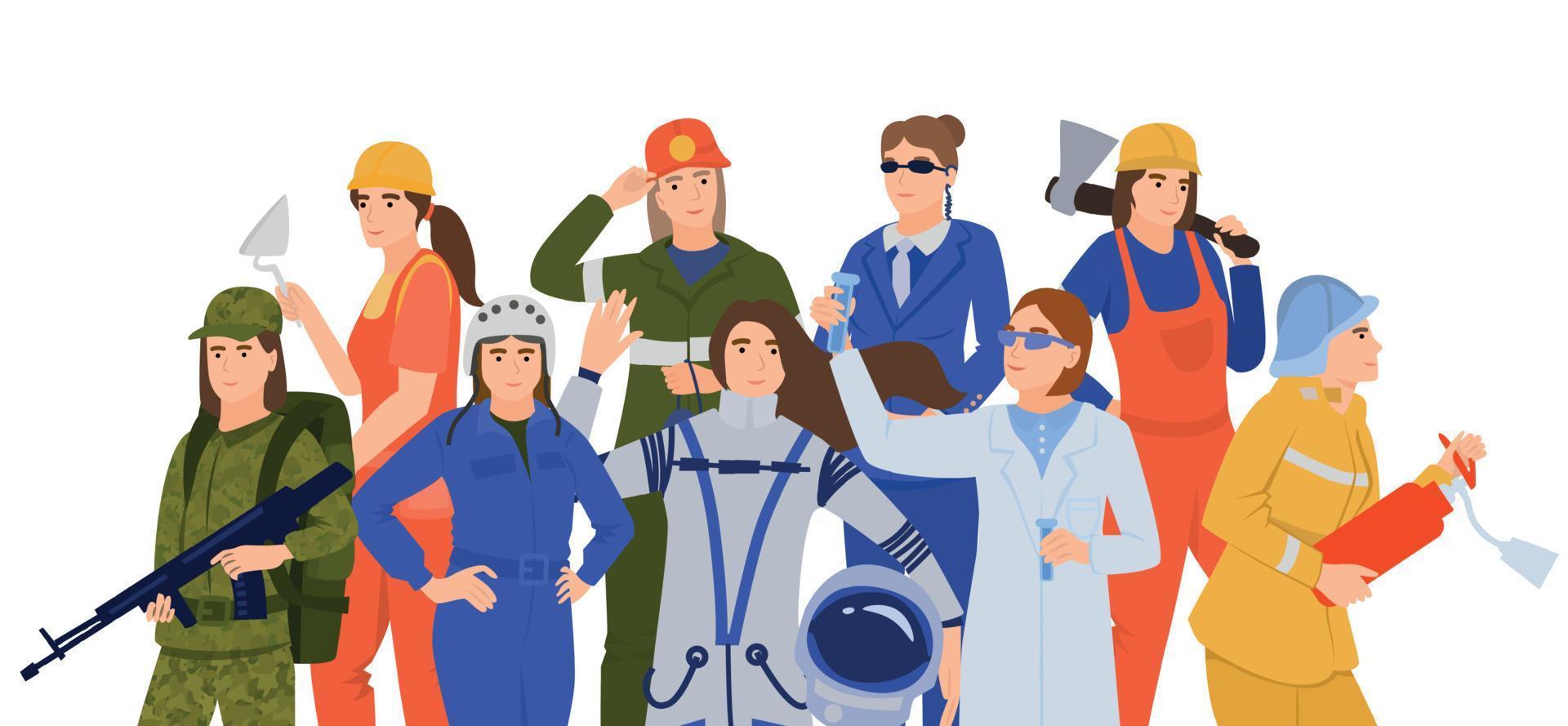 Woman Professions Community Composition vector