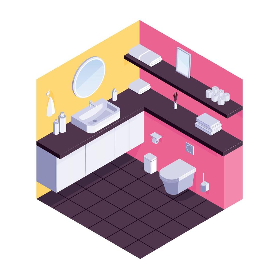 Home Toilet Isometric Composition vector