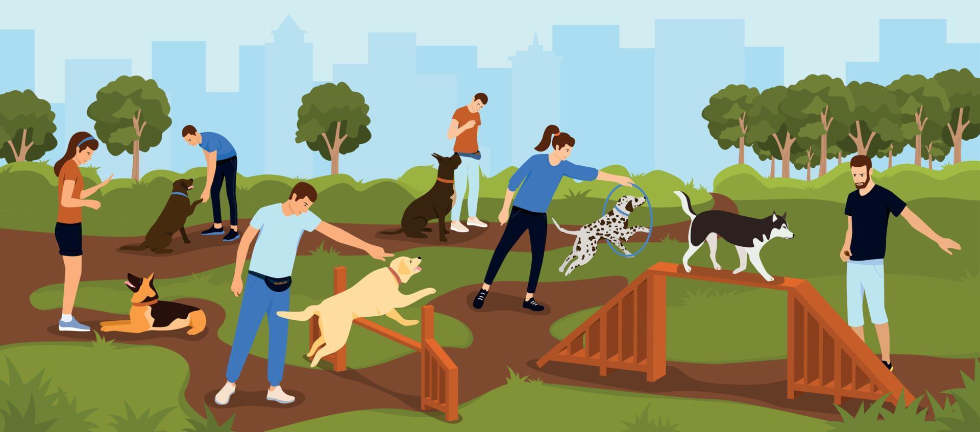 Dog Playground Training Composition vector