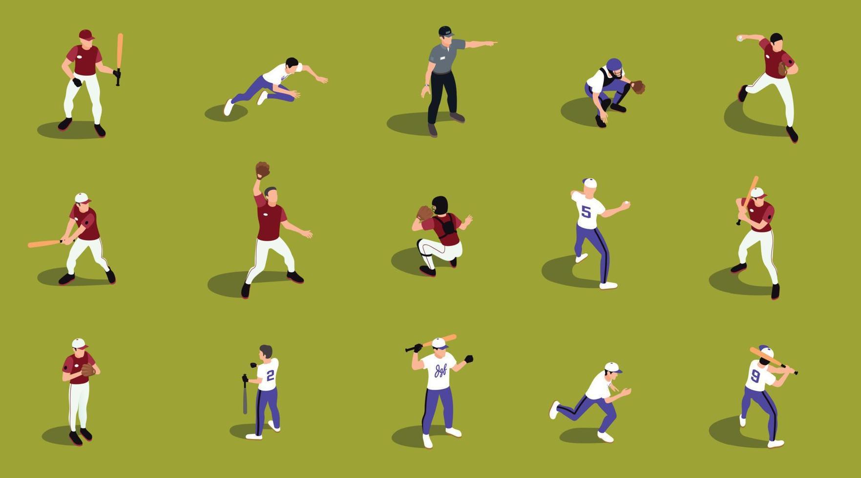 Baseball Isometric Players Set vector
