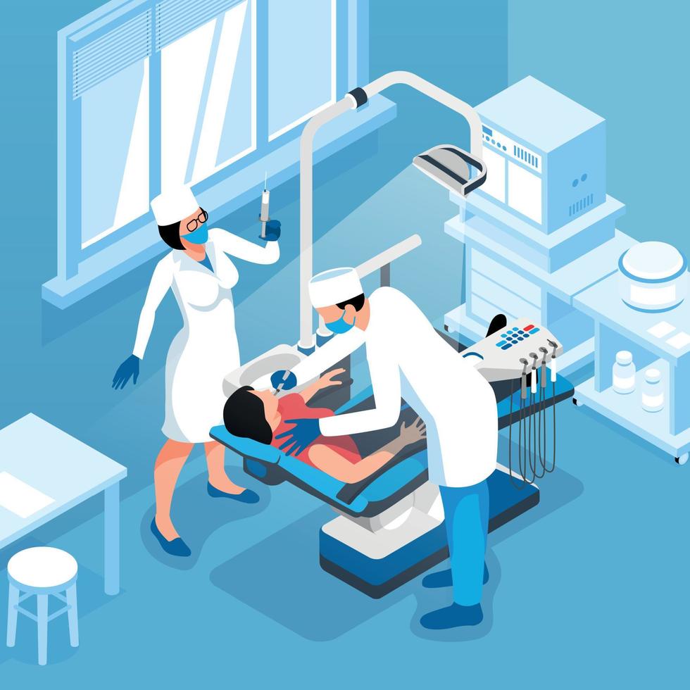 Dentist Isometric Illustration vector