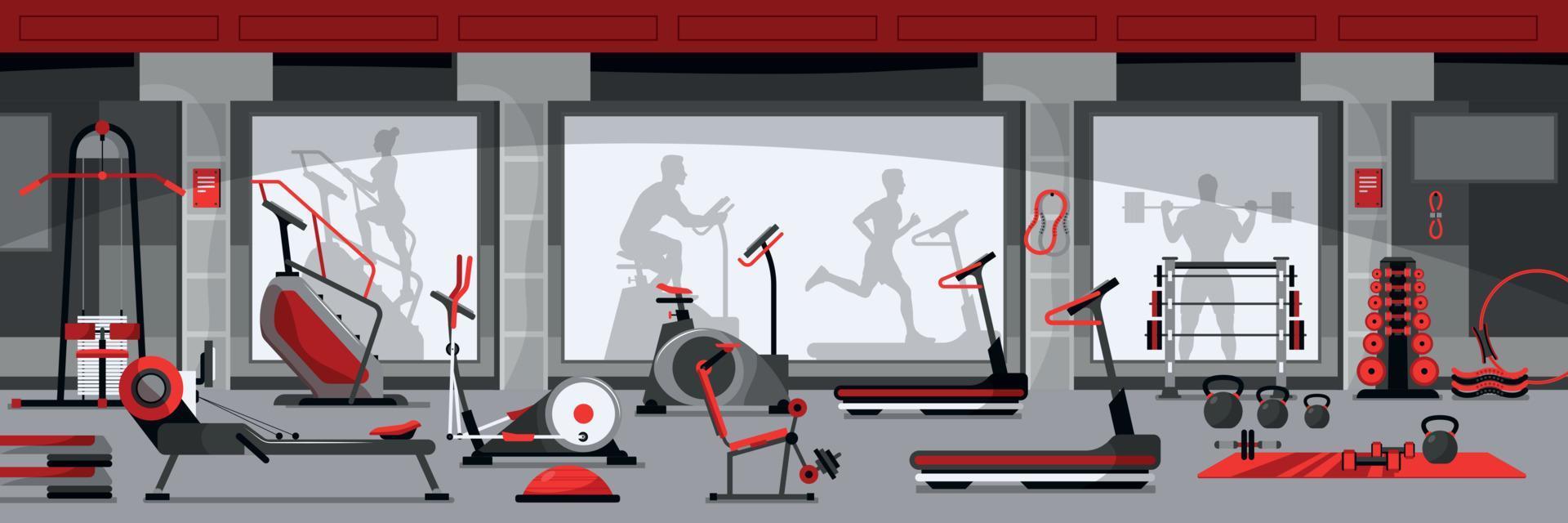 Ilustración interior de gimnasio vector