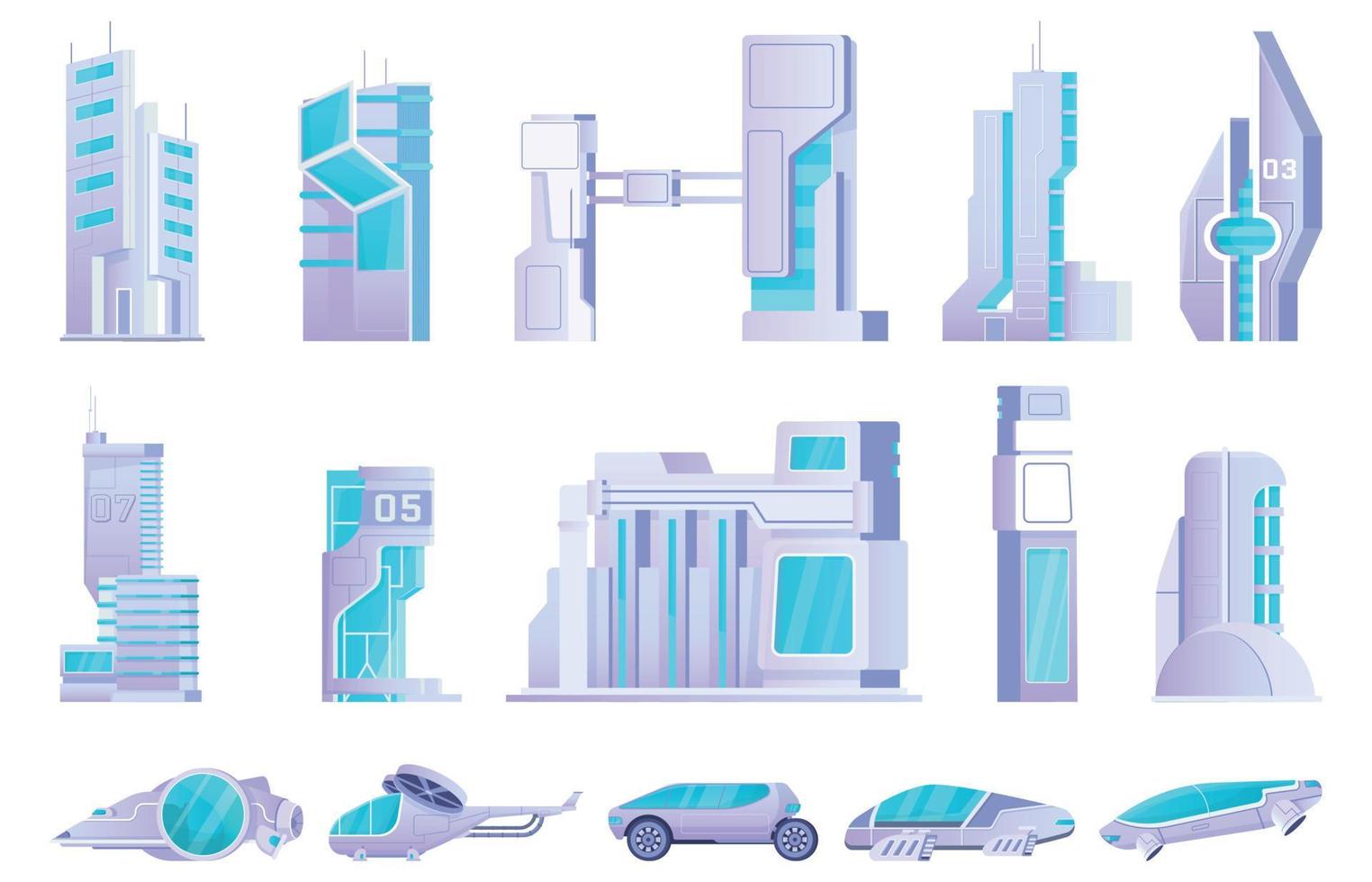 Cyberpunk City Icon Set vector