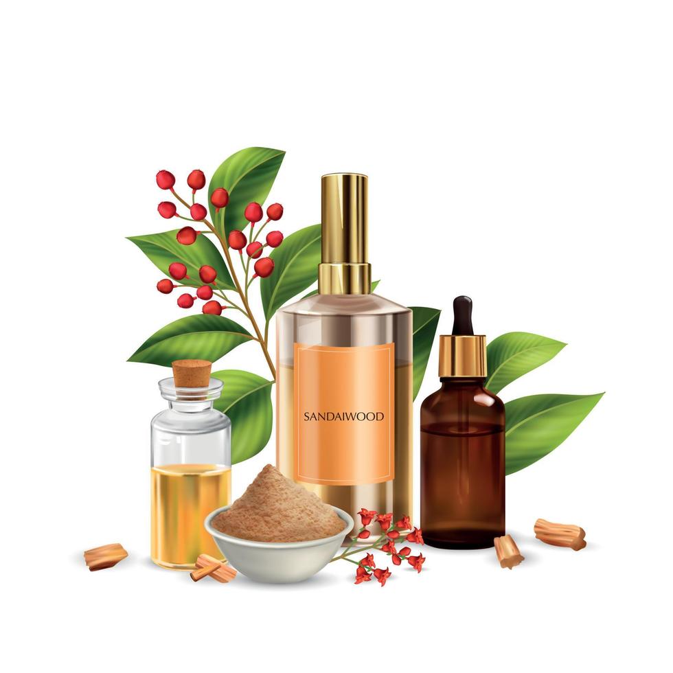 Sandalwood Products Realistic Composition vector