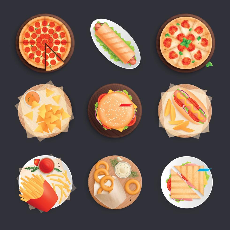 Fast Food Flat Set vector