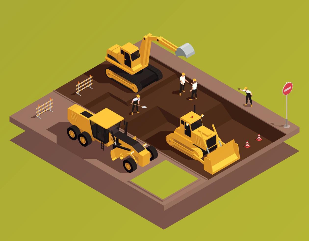 Road Construction Site Composition vector