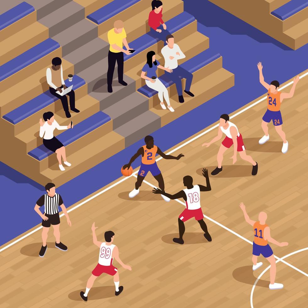 composición de la audiencia del juego de baloncesto vector